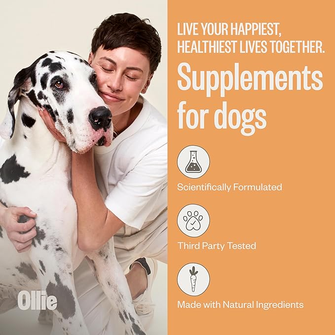 Ollie Dog Skin & Coat Supplement, Soothes Irritated Skin, Promotes Healthy & Shiny Fur & Coat, 60 Count Appx.