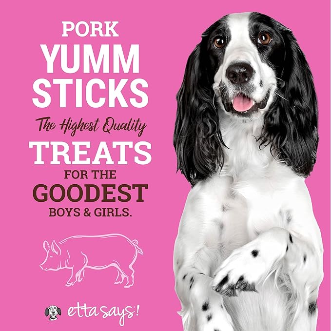 etta says! Yumm Sticks - Real Meat Pork Dog Jerky Treats - Human Grade - Made in The USA (24 Count Pack of 1)