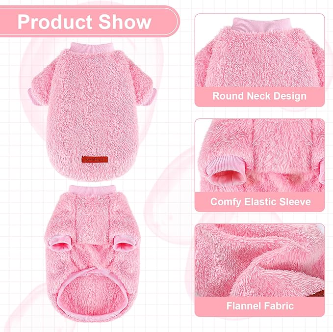 Dog Sweater Sweaters for Small Dogs Girl Purple Fleece Clothes Winter Soft Thickening Warm Puppy Boy Teacup Yorkie Chihuahua (M,Pink)