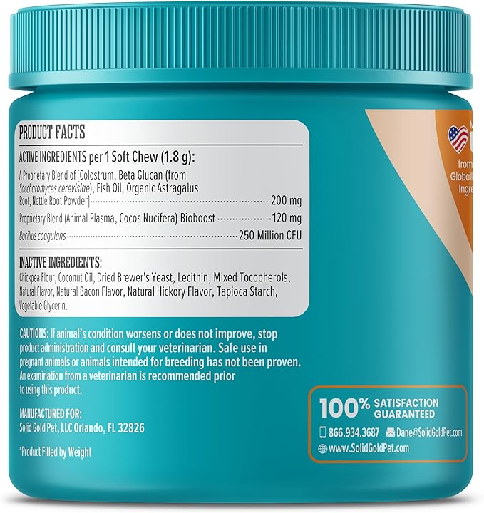 Solid Gold Dog Allergy Relief Chews - Dog Itching Skin Relief & Seasonal Allergies Support - Alaskan Salmon Oil for Dogs Skin, Coat & Immune Support - Bacon Flavor Soft Allergy Chews for Dogs - 60ct