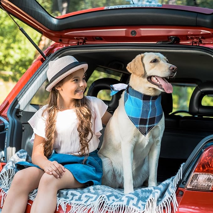 Amylove 120 Pcs Halloween Dog Bandanas Bulk Thanksgiving Day Holiday Triangle Dog Pack Puppy Kerchief Bandana Adjustable Pet Scarf for Pet Cat Costume Accessories Decor(Plaid)