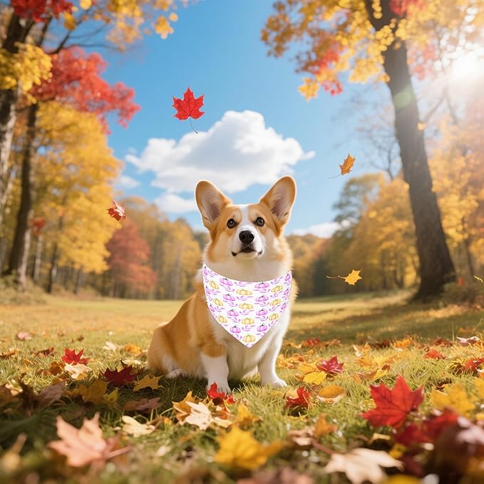 7 Pcs Fall Dog Bandanas for Small Medium Dogs Breed 25 Inch Autumn Dog Bandana Adjustable Large Hemming Seam Edge Scarves Grooming M