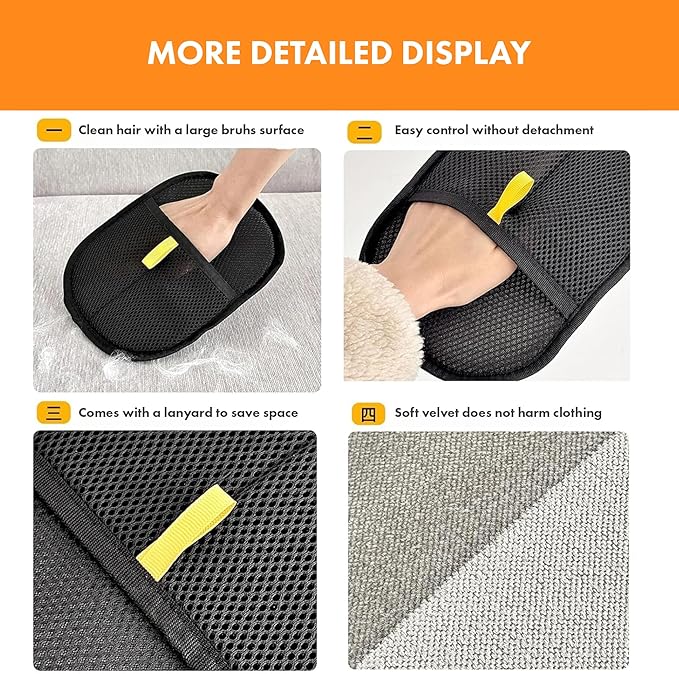 Pet Hair Removal Glove, 2 PCS Reusable Electrostatic Pet Hair Remover Glove for Dogs & Cats, Pet Hair Removal Tool for Furniture, Washable Electrostatic Gloves Pet Hair, Cat Hair Remover Glove