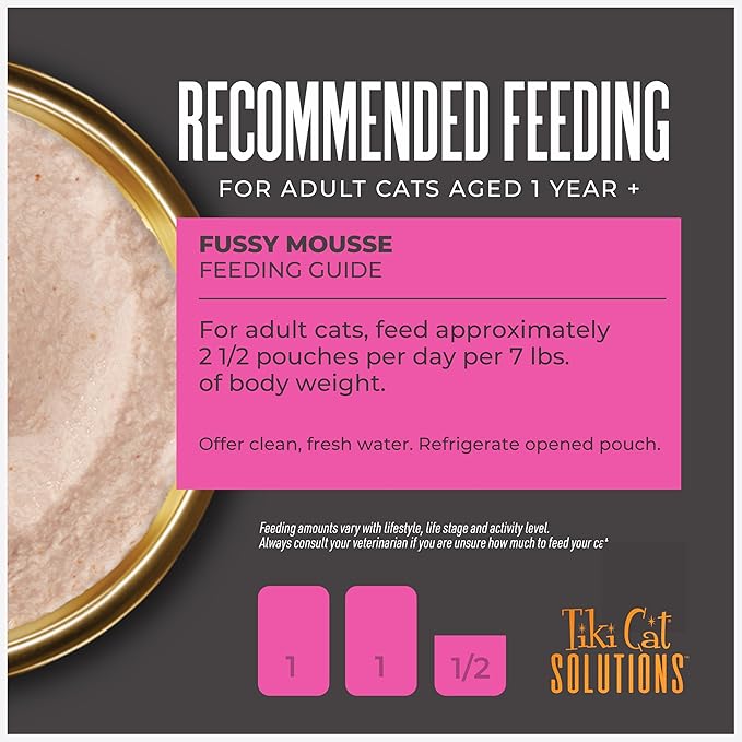 Tiki Cat Solutions Mousse Multipack Wet Cat Food, Fussy, Duck Liver & Egg, 2.4 oz. Pouch (12 Count)
