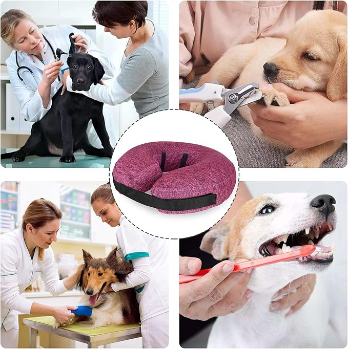 MIDOG Inflatable Dog Cone Alternative for After Surgery - Soft Protective Donut Collar Prevents Licking & Allows Eating, Comfortable Recovery E-Collar Alternative for Small Medium Large Dogs (Rose,XL)