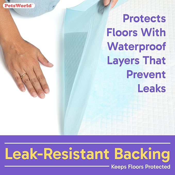 PETSWORLD Puppy Pads, 23x36 Inch, 300 Count - Puppy Pee Pads for Dogs, Tear Resistant, Economy Value, Super-Absorbent Polymer Gel Core, Perfect for Puppies, Smaller Dogs