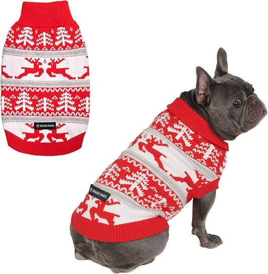 Spark Paws Christmas Dog Sweater - Ultra Soft Holiday Knit Sweater for Small, Medium & Large Dogs, Cute Pet Sweater for French Bulldogs & Big Dogs, Potty V Cut Design Jacket (Winter Wonderland, XL)
