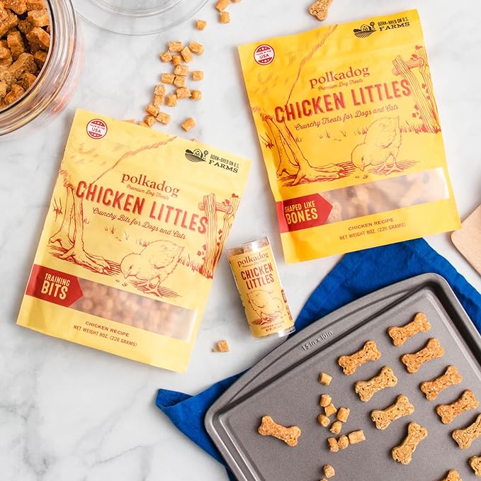 Polkadog Chicken Littles Bone Shaped Dog Treats – Crunchy, All Natural, Limited Ingredient Healthy Treats. Handcrafted & Made in USA. Great for Dogs with Allergies or Sensitive Stomachs – 7oz