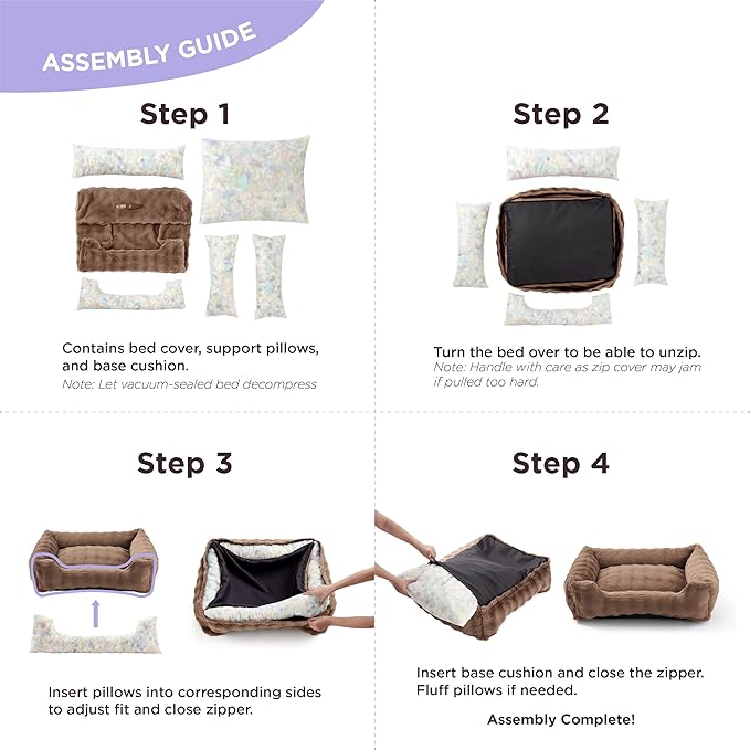 LE SURE Fluffy Dog Beds for Large Dogs - Orthopedic Rectangle Calming Pet Bed,Plush Bubble Bolster Pet Sofa with Removable Washable Cover and Nonskid Bottom,36x27x8inches,Blue