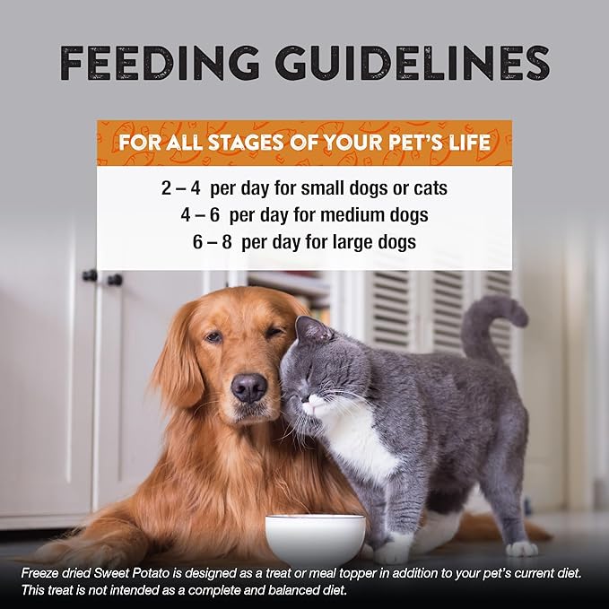 Northwest Naturals Raw Rewards Freeze-Dried Sweet Potato Treats for Dogs and Cats - Bite-Sized Pieces - Healthy, 1 Ingredient, Human Grade Ingredients, All Natural, Made in USA, 2 Oz (Pack of 3)