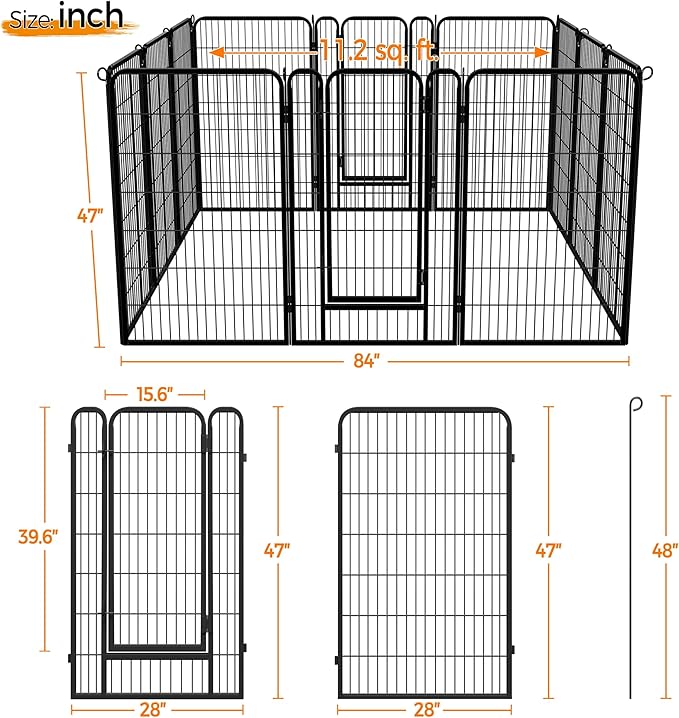 Yaheetech Dog Playpen Outdoor, 47 inch 12 Panels Dog Pen Indoor Heavy Duty Puppy Exercise Pen Metal Pet Fence for RV Camping/Yard/Garden