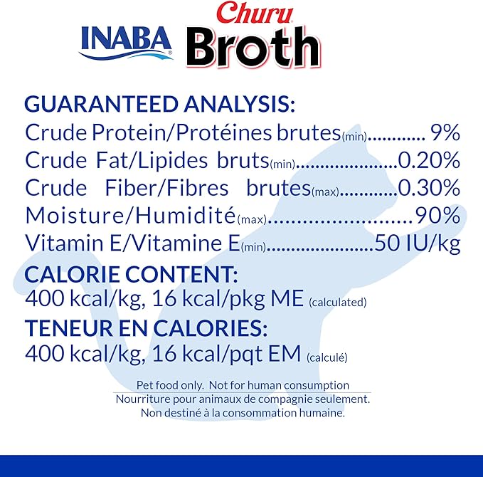 INABA Churu Broth for Cats, Side Dish Pouch, 1.4 Ounces per Pouch, 12 Pouches, Chicken & Tuna Recipe