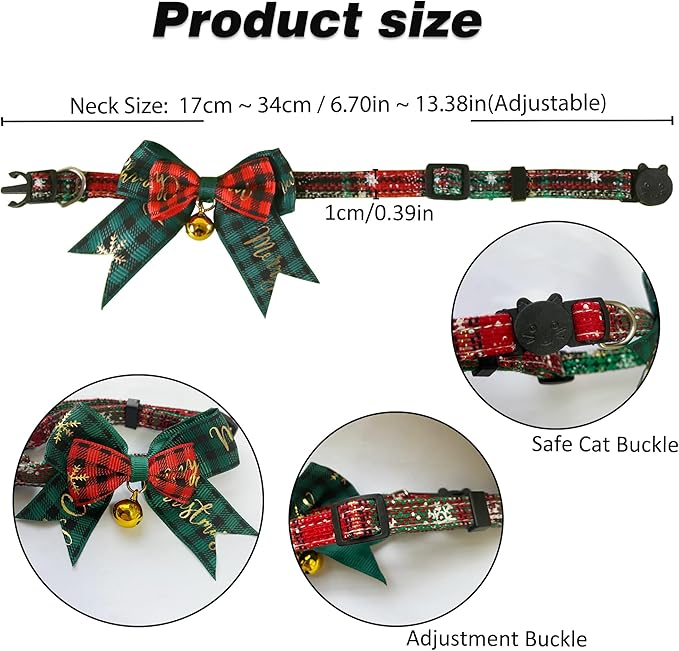 Pet Christmas Cat Bow tie Scarf Collar | Christmas Cat Dog Pet Dress-Up Accessories and Pet Parties Dress(S1)