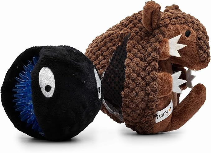 Flourish Pets 3 in 1 Multi-Layer Chew Toy for Active Dogs | Non-Toxic BPA Free Double Stitched Soft Fabric Exterior Dog Toys | Long-Lasting Dog Plush Toys – Large Armadillo 7"