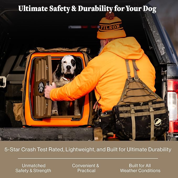 Lucky Dog Kennel, Durable Crash Tested Portable Dog Crates, Intermediate, Uplander (Orange)