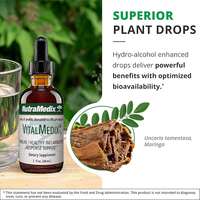 NutraMedix VitalMedix - Cat's Claw & Moringa Plant Extract - Daily Energy Supplement for Immune Health & Overall Vitality - Rich in Vitamins & Minerals (2oz)