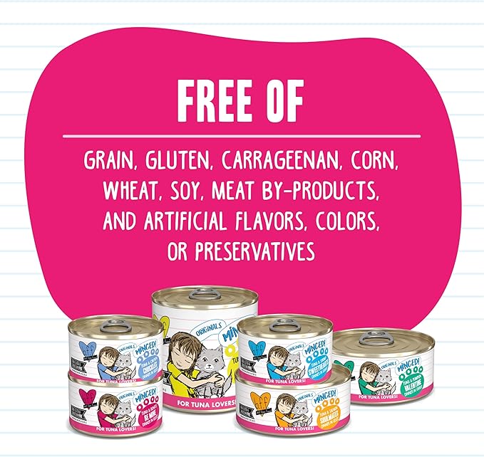 Weruva BFF Minced Natural Wet Cat Food, Tuna and Bonito Be Mine in Gelee, 5.5oz Can, Pack of 24