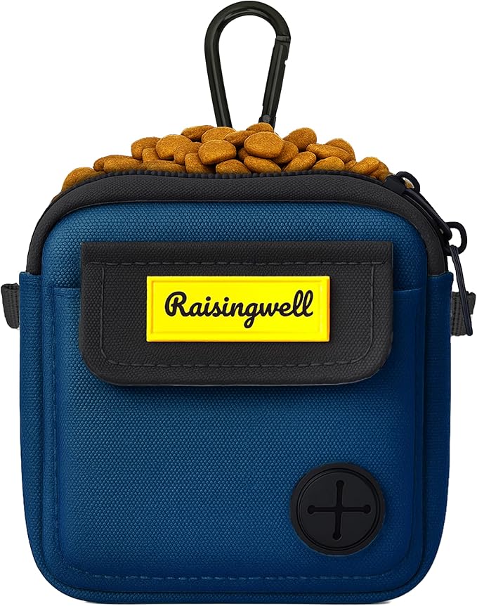 Dog Treat Pouch for Pet Walking and Training with Clicker, Poop Bags and Three Bags Design Small Fanny Zipper Pack Holder for Puppy Snack Dispenser Kit for Leash and Outdoor Use (Orange)