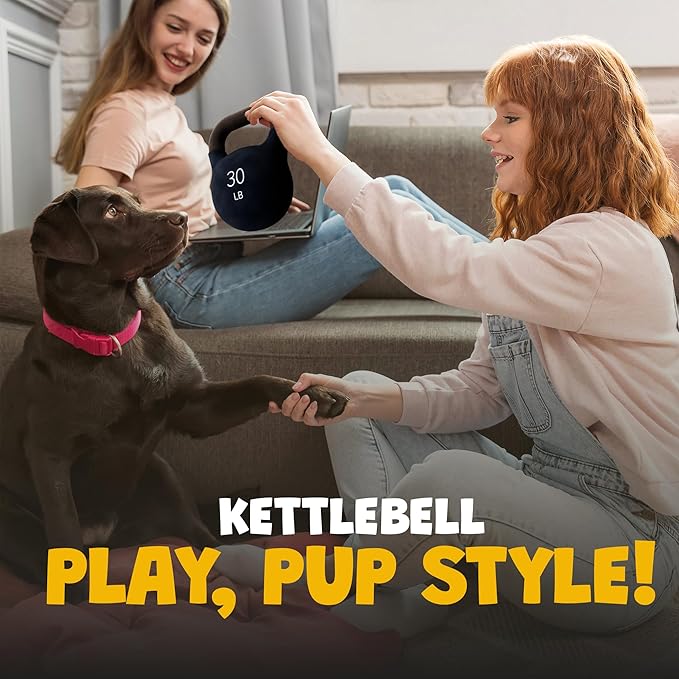 Kettlebell Parody Dog Toy – Funny Squeaky Dog Toys for Interactive Play and Training – Durable, Easy to Clean, Birthday Gifts for Small, Medium and Large Dogs