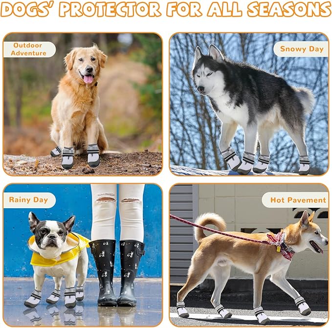 Dog Shoes for Medium Large Dogs, Dog Boots & Paw Protectors to Prevent Licking, Anti-Slip Dog Booties with Reflective for Summer Hot Pavement, Outdoor Hiking, Hardwood Floors (Size 2)