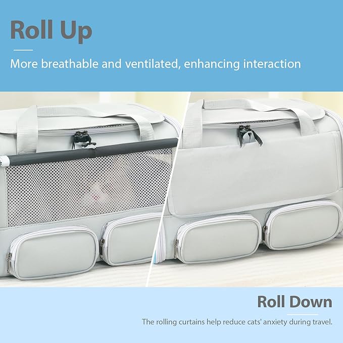 Cat, Dog Carrier for Pets up to 15 lbs, Soft-Sided Collapsible Pet Carrier with Upgraded Sturdy Base, Privacy Curtain and 2 Storage Bags, Cat Bag for Medium Cats and Small Dogs