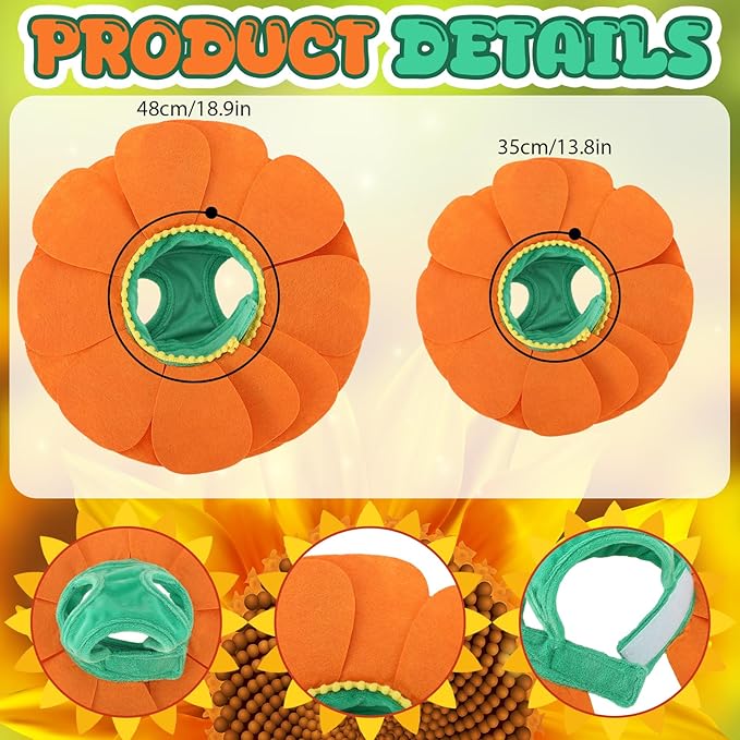 Pet Sun Flower Hat Halloween Pet Sunflower Costume for Dog Cat Puppy Dress up Collar Costume Hat Outfit Cosplay Halloween(Large)