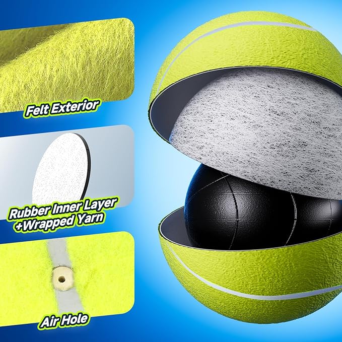 HETOO Giant Tennis Balls for Dogs: 9.5 inch Large Dog Toys- Outdoor Herding Dog Toys Balls- Big Dog Tennis Ball for Small Medium Large Dogs- Pet Toys Birthday Gift- Golden Retriever Gifts- Yellow