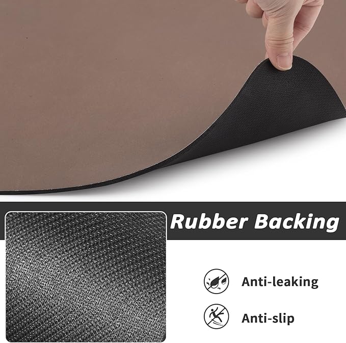 Pet Feeding Mat - Absorbent Dog Mat for Food and Water, No Stains Cat Bowl Mat, Easy to Clean Pet Placemats, Quick Dry Dog Water Dispenser Mat for Messy Drinkers | Brown 18"x 28"