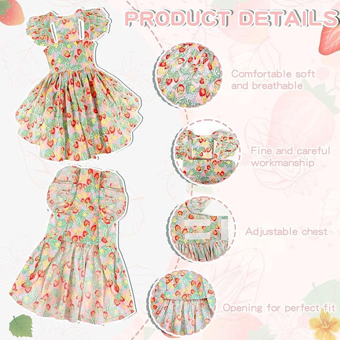 TONY HOBY Dog Dress, Dog Sundress with Straps, Pet Princess Dresses Clothes for Small Medium Dogs (Pink, M)