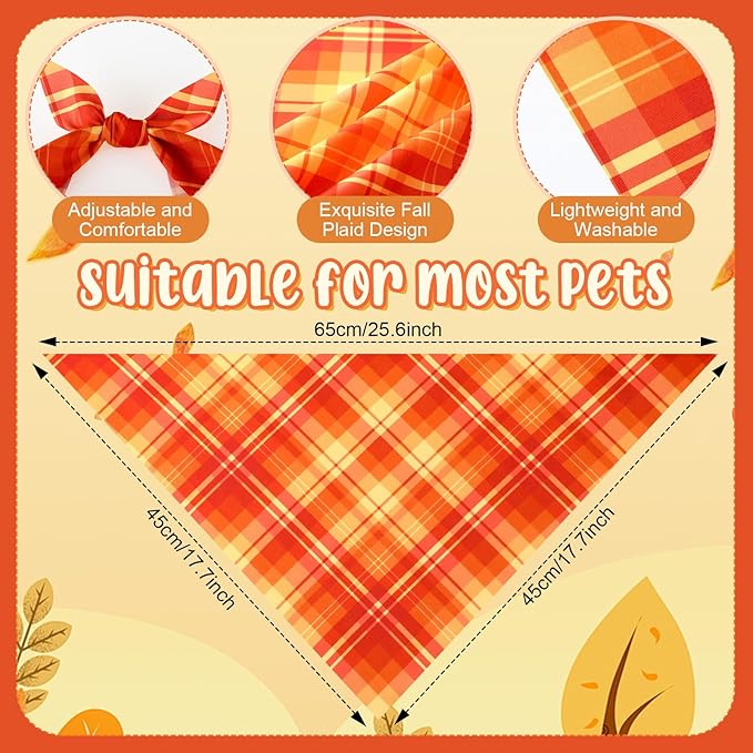 Abbylike 100 Pcs Thanksgiving Dog Bandanas Bulk Plaid Bandanas for Dogs Triangle Kerchief Bib Scarf Sets for Pets Cats Fall Costume Photo Props Accessories Pet Shops Groomers Services, 25 Styles