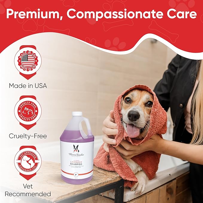 Warren London Calming Lavender Dog Shampoo Gallon | Natural Aloe Vera, Essential Oils & Vitamins | Soothes Itchy Skin, Deodorizes, Made in USA | Lavender Scent, Soap & Paraben Free