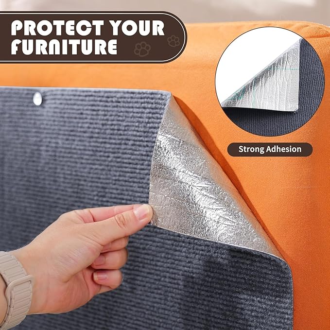 Trimmable Self-Adhesive Carpet,78.7"x15.8" Cat Scratch Mat for Furniture Couch or Wall Protector, Covering,DIY Climb Cat Scratcher Rug with Adhesive Hook Loop Tape