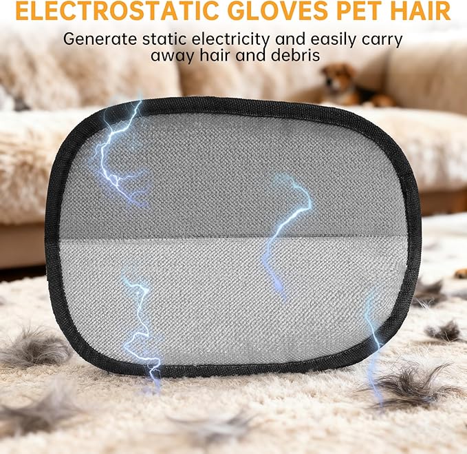 Pet Hair Removal Glove, Newly Upgraded Electrostatic Pet Hair Remover Glove with Comb & Pet Hair Keychain, Magic Glove for Pet Hair for Clothing, Couch, Carpet, Car Seat (2 Pack)