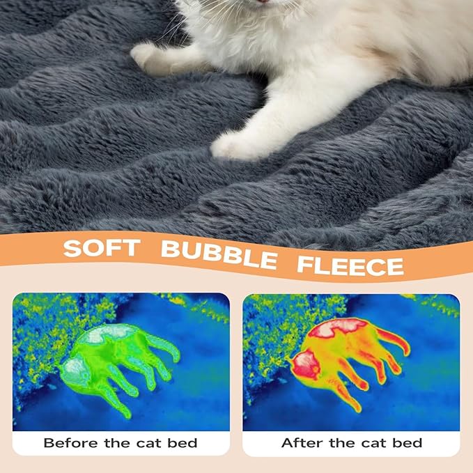 Paw Legend Covered Cat Bed Cave Sleeping Bag for Indoor Cats Hideaway Self-Warming Cozy Pet Nest Mat Winter Snuggle Sack Burrow Bed 21.9" x 23.6"