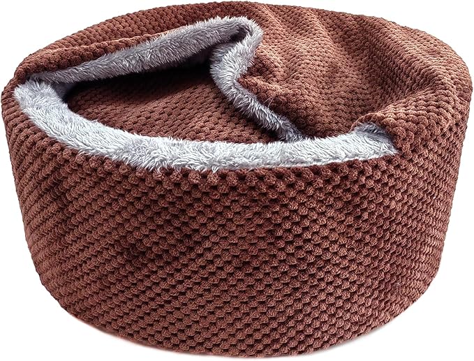 Winsterch Large Cat Cave - Soft, Enclosed & Washable for Indoor/Outdoor Cats & Kittens, Anti-Slip Bottom, Calming, Covered Bed (Coffee, 16.5 x 16.5 x 7.48 in)