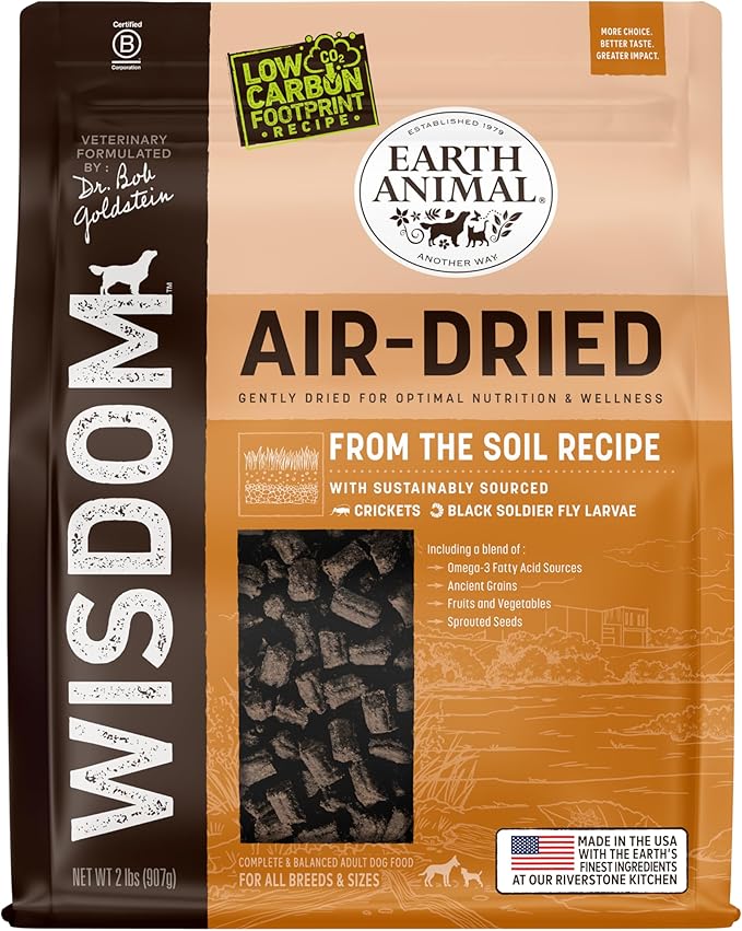 Earth Animal Wisdom Air-Dried from The Soil Recipe Insect-Based Dog Food, 2 lb. Bag