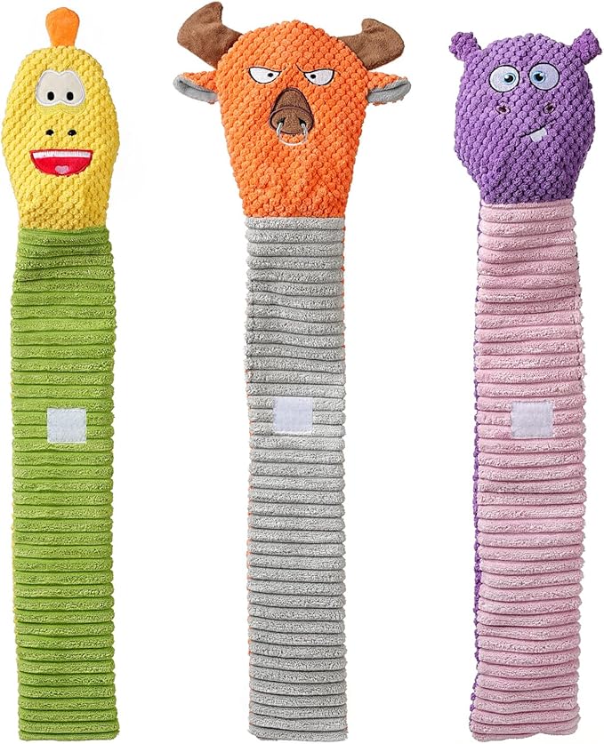 Dog Toy Pack for Large Dogs, (3-Pack) Stuffless Dog Toys for Aggressive Chewers, Extra Long Durable Squeaky Dog Toy, Dog Puzzle Toy for Small, Middle, Large Breed