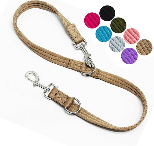 Double Ended Dog Leash,for Obedience Training Easy to Use,Lightweight,Soft for Large and Medium Dogs (Light Military Tan, 1M*2.5CM)