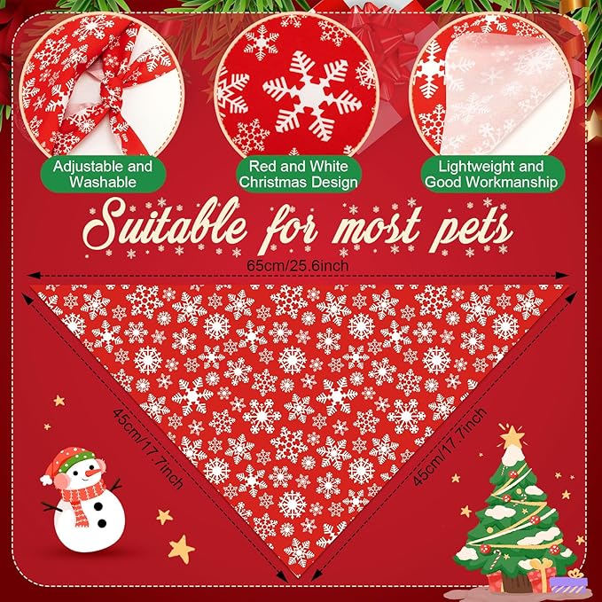 Abbylike 200 Pcs Christmas Dog Bandanas Bulk Xmas Red and White Bandanas for Dogs Triangle Kerchief Bibs Scarf Set for Pet Christmas Costume Photo Props Accessories Pet Shops, 25 Styles