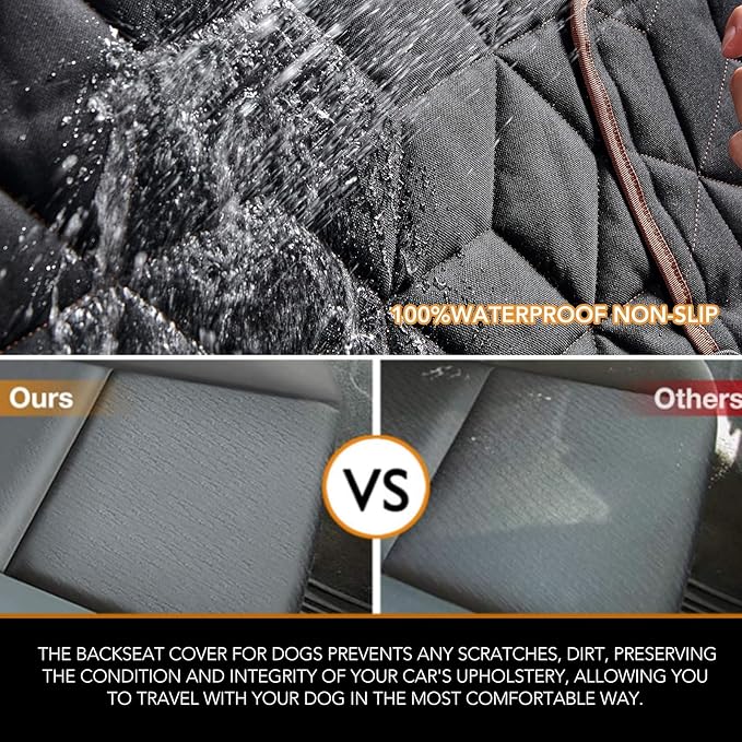 Dog Car Seat Cover for Back Seat, Heavy-Duty Non-Slip Waterproof Car Bench Protector for Pets,Compatible with Middle Armrests ，Dog Seat Cover Universal for Cars Trucks and SUVs