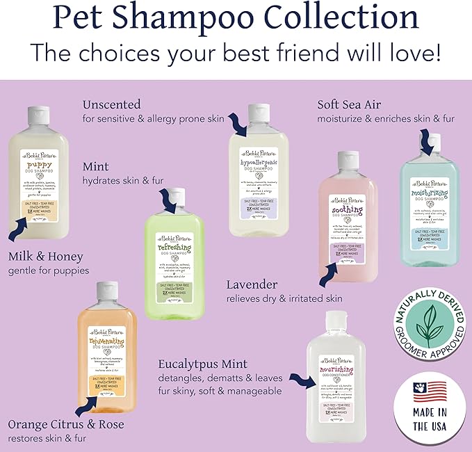 Bobbi Panter Soothing Dog Shampoo, Heals & Soothes Irritated Skin, Lavender Scent - 30:1 Concentrated Formula, Made in The USA, Trusted by Professional Groomers, 14 oz.