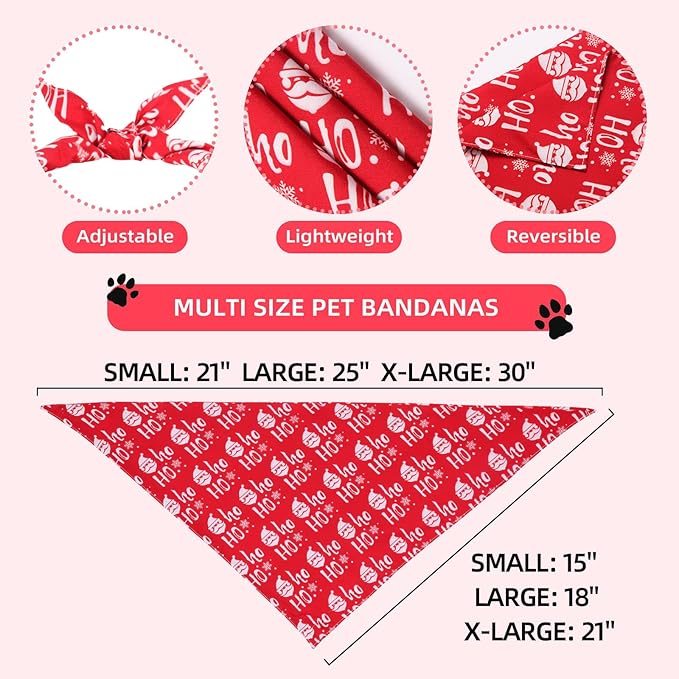 2 Pack Christmas Dog Bandanas, for Dog, Pet Scarf for Boy Girl, Holiday Bandana Bibs Handkerchief for Large and Extra Large Dogs
