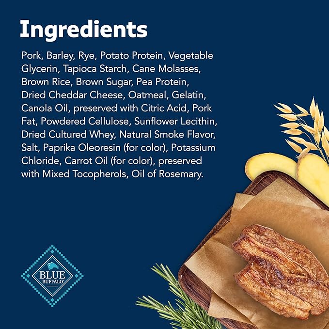 Blue Buffalo Sizzlers Bacon-Style Dog Treats with Real USA Pork, Original Flavor, 28-oz Bag