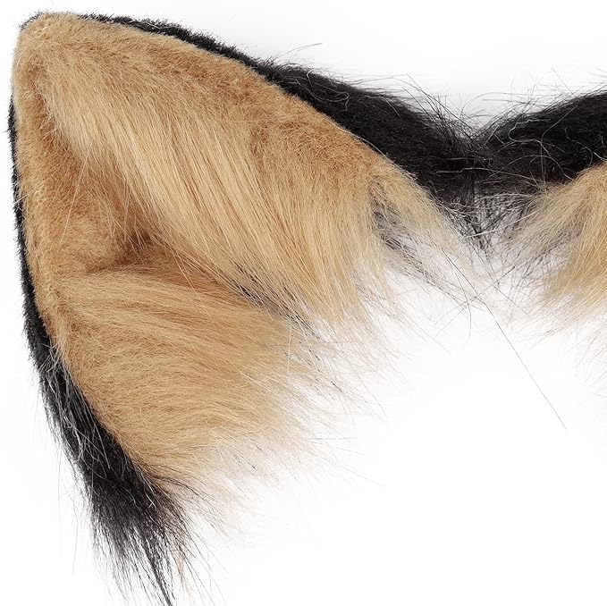 Cat Ears and Wolf Fox Animal Tail Cosplay Costume Faux Fur Hair Clip Headdress Halloween Leather Neck Chocker Set