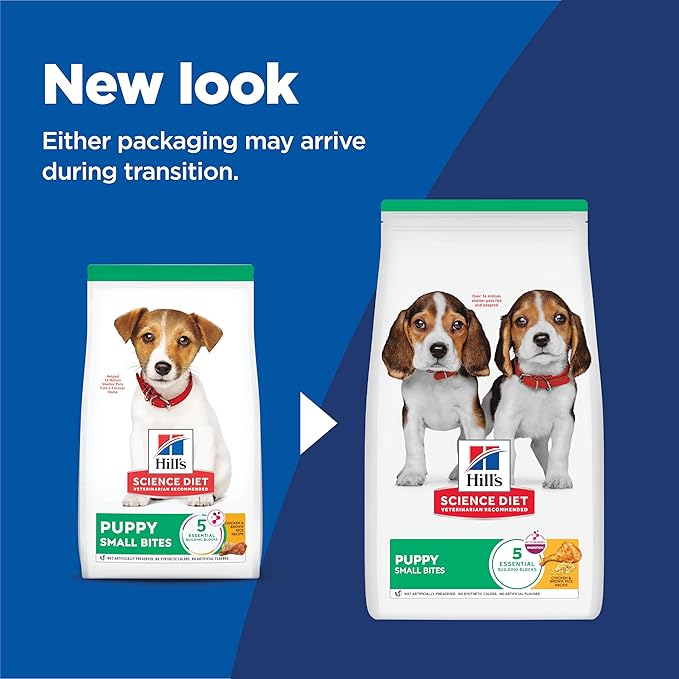 Hill's Science Diet Puppy, Puppy Premium Nutrition, Small Kibble, Dry Dog Food, Chicken & Brown Rice, 4.5 lb Bag