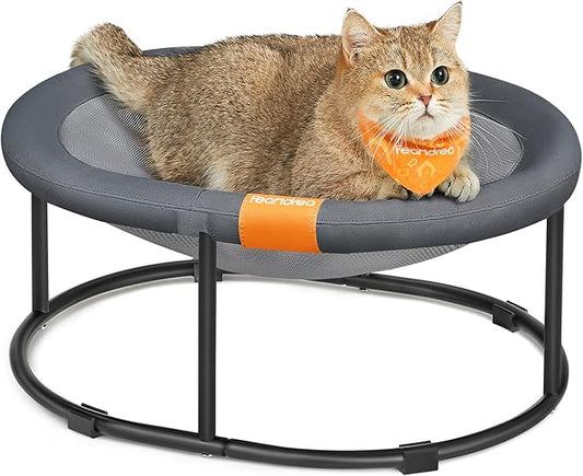 Feandrea Pet Bed, Cat Hammock, Elevated Cat Bed for Multiple Cats, with Removable Washable Mesh, for Pets up to 20 lb, Oval, Gray UPCB001G01