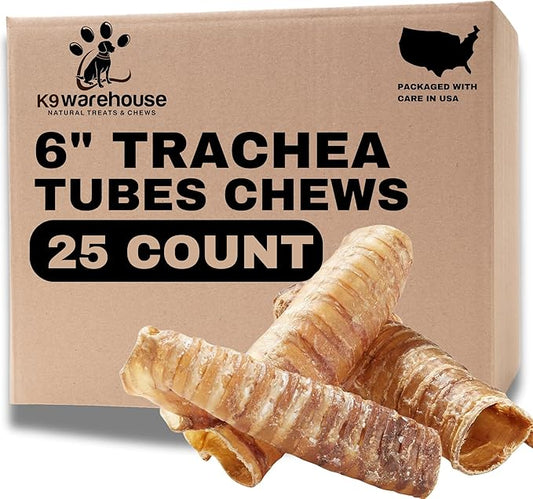 Trachea Dog Chews - Premium Beef Trachea for Dogs Packed in USA - Natural Cow Trachea Dog Treats - Supports Joint Health - High Protein - Long-Lasting Chew for All Breeds - 25 Pack