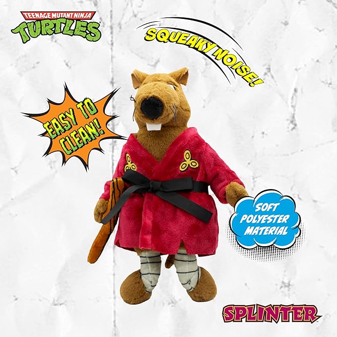 design LAB, Inc. Teenage Mutant Ninja Turtle Official Merchandise | TMNT Gifts Squeaky Plush Dog Toy | Splinter The Rat | Stuffed Animal Rat Squeaks for Interactive Play