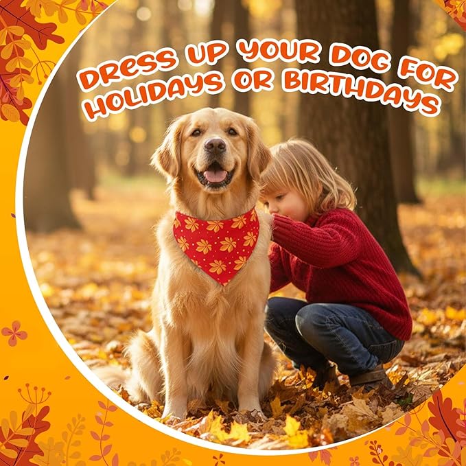 Sanwuta 72 Pcs Thanksgiving Dog Bandana Bulk Washable Puppy Triangle Scarfs Thanksgiving Cat Bandanas Adjustable Soft Fall Pet Triangle Bibs Accessories for Small Medium Dogs Cats Pets Costume
