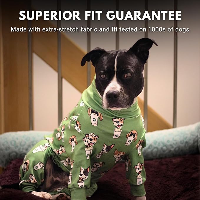 Spark Paws Dog Pajama, Dog Recovery Suit Male, Onesie, Ultra-Soft and 4-Way Stretch, for Small Medium and Large Breeds - Pup Cup - 4XL